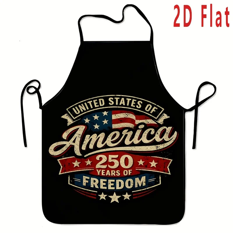 1 pieza de delantal plano 2D con insignia retro del 250.º aniversario de la Independencia Americana, 23.62X31.5 pulgadas, elegante delantal de cocina para el hogar, delantal duradero para barbacoa, artículos de cocina y comedor lavables y reutilizables, delantal de trabajo, delantal para tartas