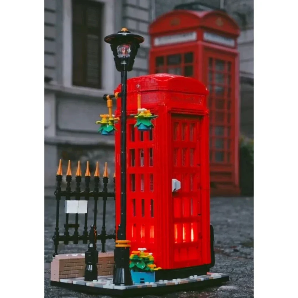 كشك الهاتف الأحمر 21347 مجموعات مكعبات البناء المتوافقة مع جزيئات Lego مناسبة لهدايا عيد الميلاد 1460 قطعة #4