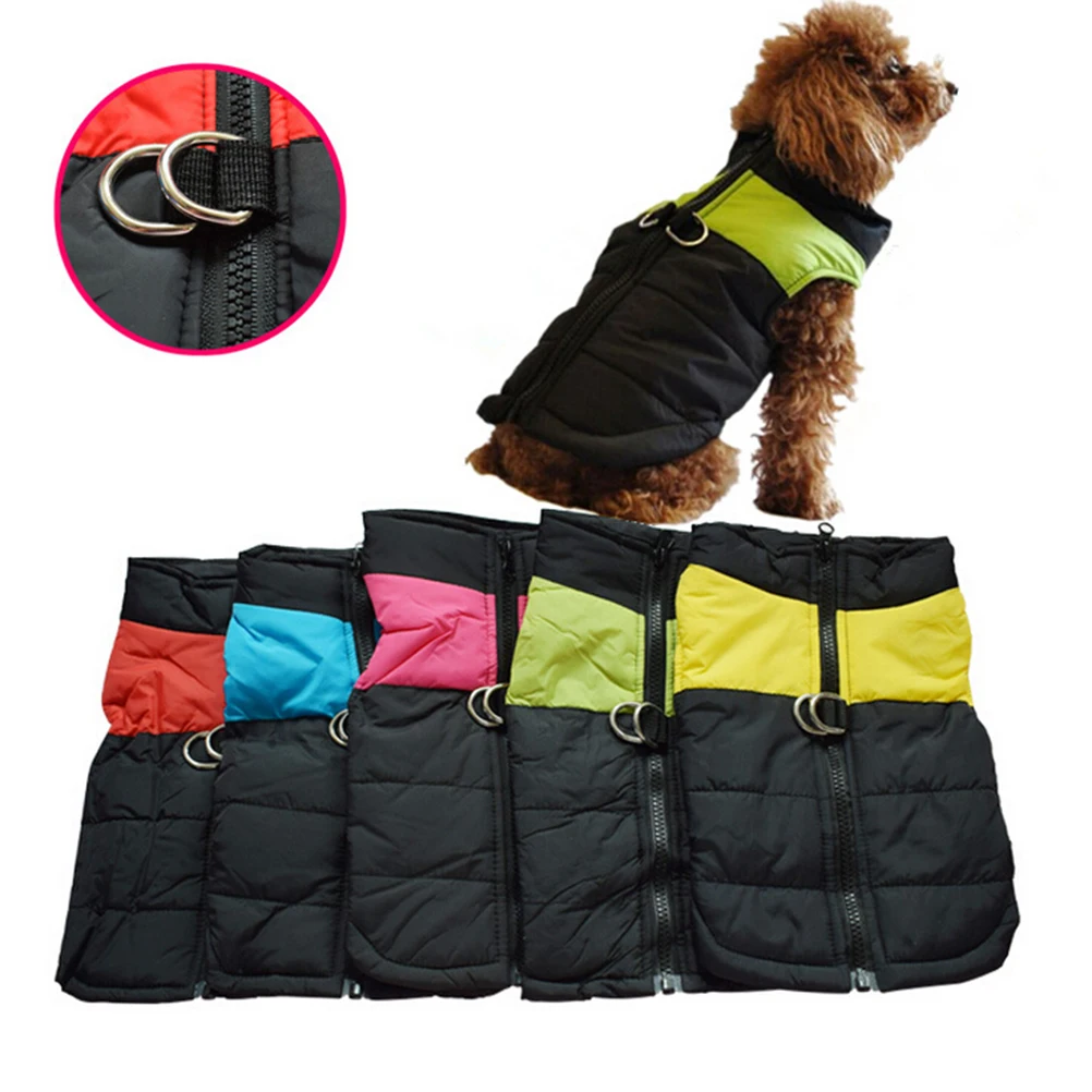 

Waterproof Windproof Cotton Vest Dog Clothes Small Medium Puppies Outdoor Pet Coats Rainproof Doggie Costume Thicken Vest Rosy