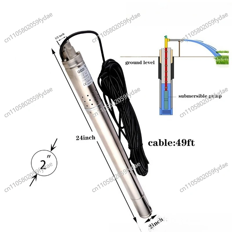 Deep Well Pump, Submersible Pump, 2-inch  Electric Water Pump, Stainless Steel Vertical Screw Pump for WellsA