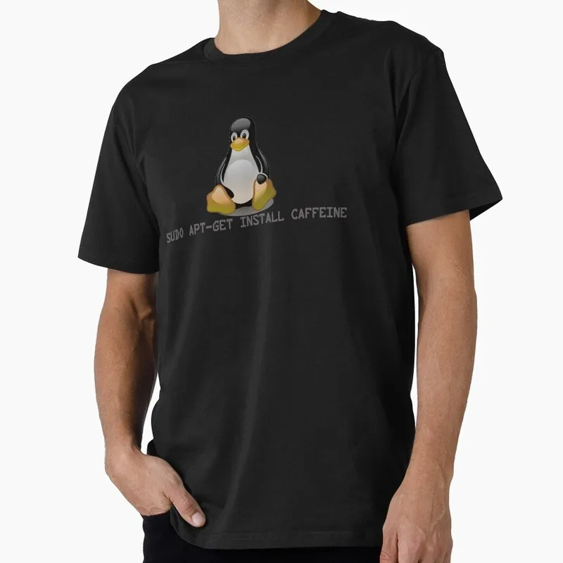 Linux - Get Install Caffeine Just Sudo It Graphic Print T‑Shirts Funny Programmer IT Geek Tees Developer Streetwear
