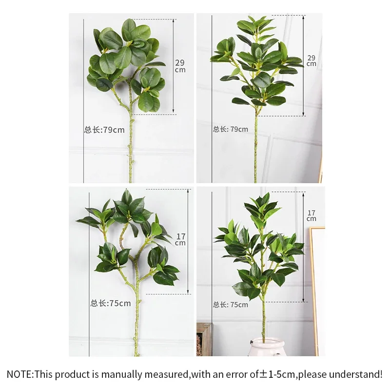 Artificial Ficus Plants Branches Plastic Fake Leafs Green For Home Garden Room Shop Decoration Fake Greenery With Long Branches