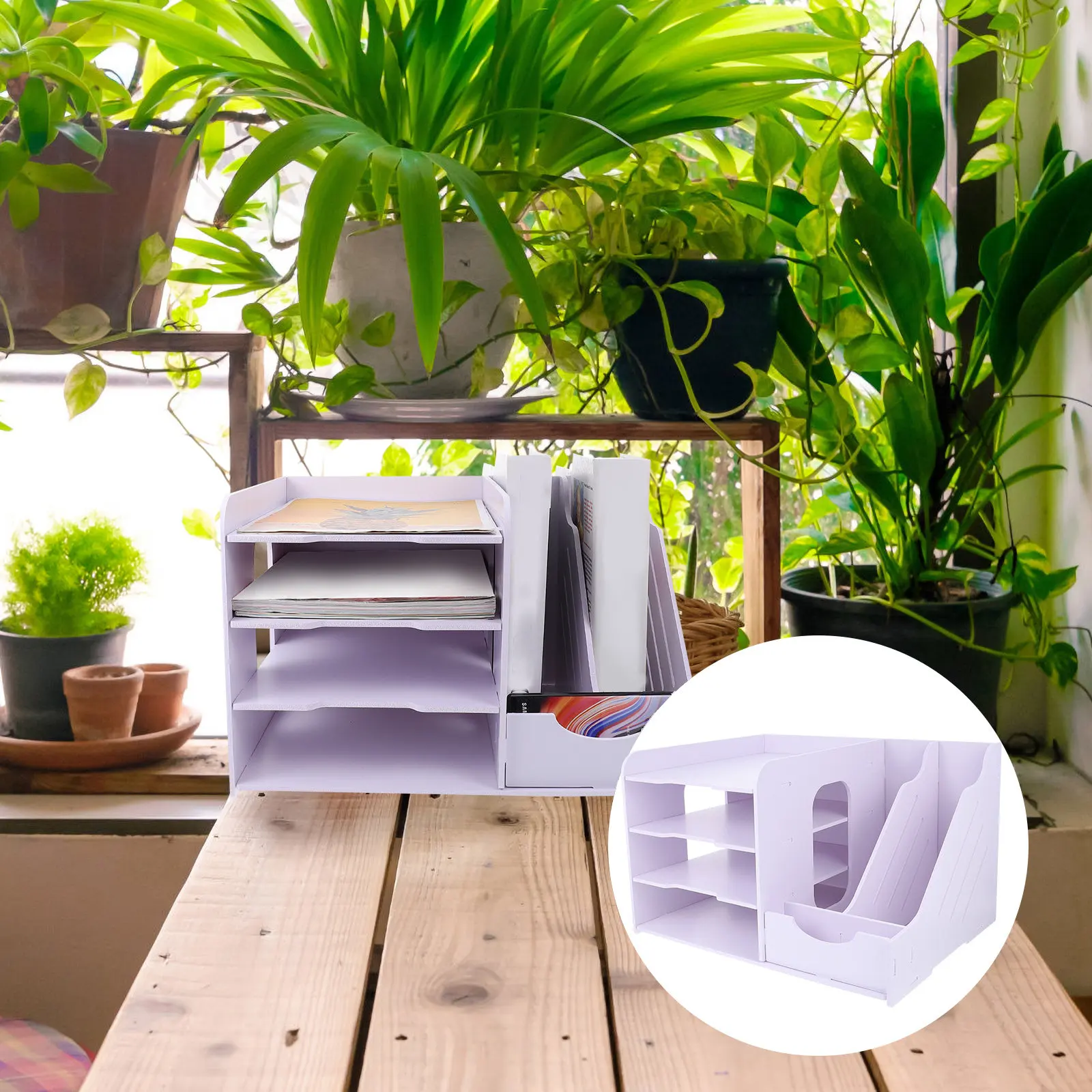 

1Pcs Multi-Layer File Rack PVC Wood Plastic Desktop Organizer Office Document Storage Shelf Book Stand Files Rack