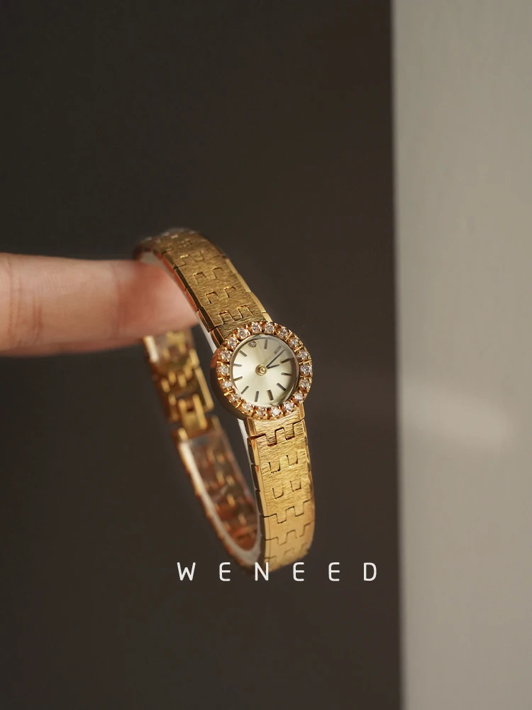 2025 Luxury 18mm Dial Woman Watch Brass Retro Vintage Jewelry Antique High Quality Fashion Ladies 24K gold Quartz watches Brand