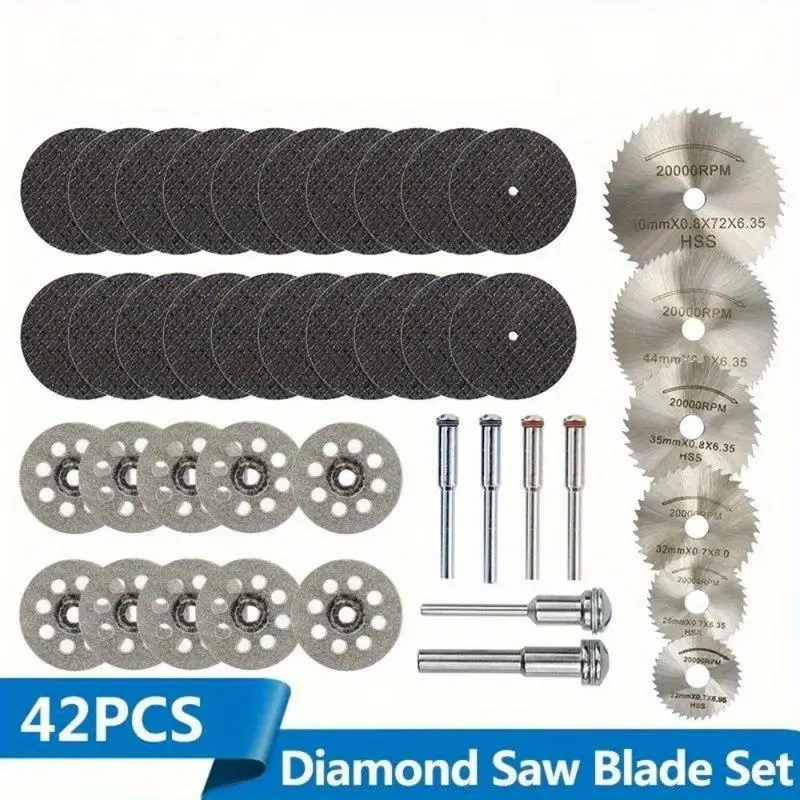 30 32 40 42Pcs Diamond Cutting Discs Metal Saw Blade Set HSS Mini Circular Saw Blade for Rotary Tools Resin Cut Off Wheels