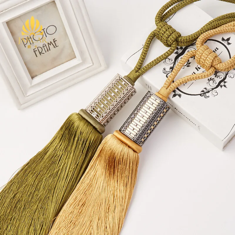 

2 Pcs Modern Simple Hanging Ball Hand-woven Tie Rope Curtains Tied Decorative Long Tassel Hanging Tassels