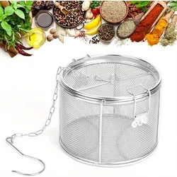 Round hole 304 Stainless Steel Seasoning Bag Gravy Soup Taste Spice Box Basket Brine Hot Pot Slag Separation Colander Strainers