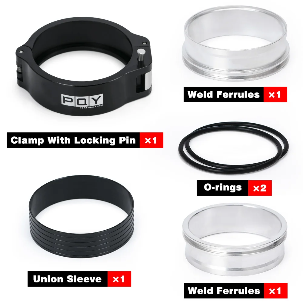 Klem V-band HD Aluminium + Rakitan Sistem Flange untuk Selang Radiator 3.0/2.5/3.5 Inci Pipa Pembuangan Turbo