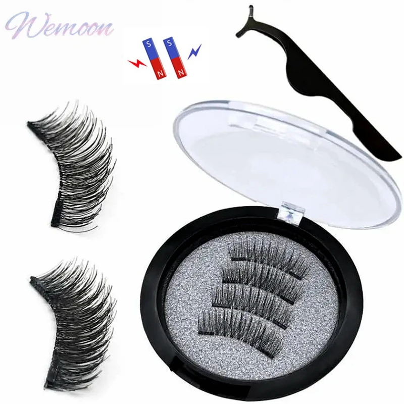 

4pcs Magnetic Eyelashes 2 Magnet 3D Mink Natural False Eye Lashes Reusable Strong Absorption Faux Cils Magnetique Long Lasting