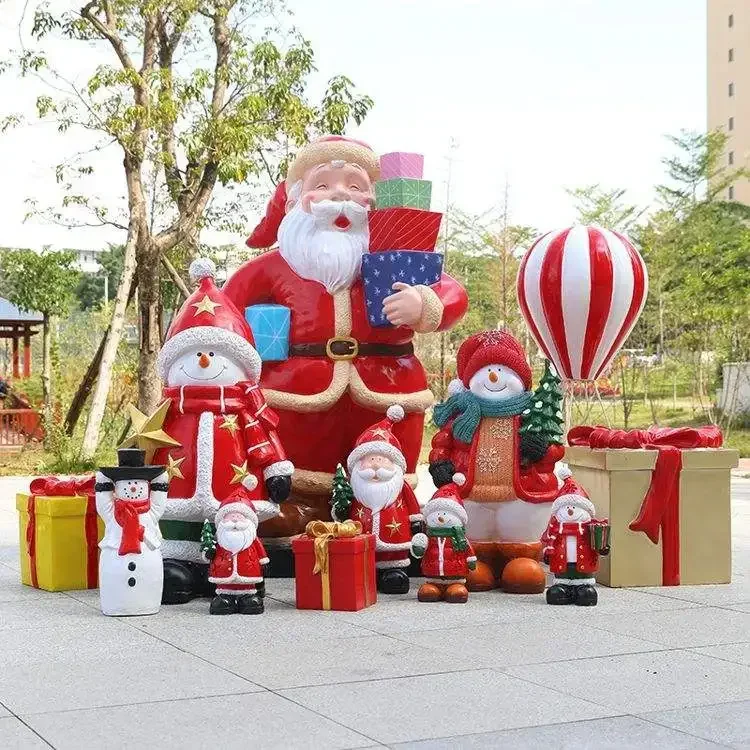 2023 Funny Giant Christmas Ornaments Fiberglass Santa Claus Figurine Home Decor Animatronic Outdoor  Decorations Sale