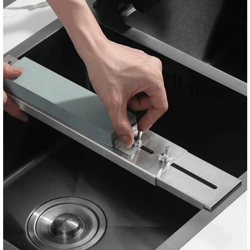 

Stainless Steel Sink Sharpening Stone Holder Adjustable Length Whetstone Knife Sharpener Grindstone Accessories