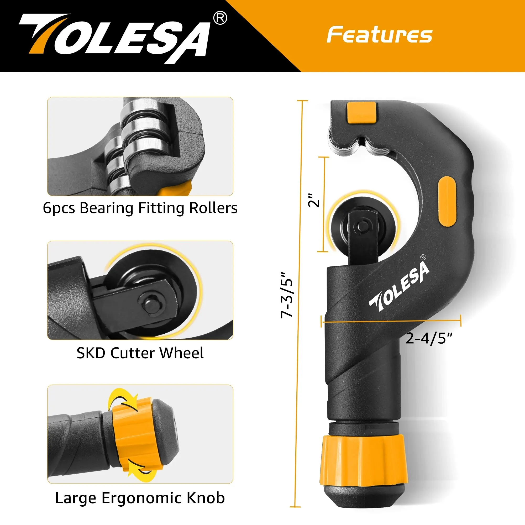 TOLESA 5-50mm Pipe Cutter Tools Heavy Duty Tube Cutter for Cutting Plastic Pipe Copper Brass Aluminum Thin Stainless Steel Pipe