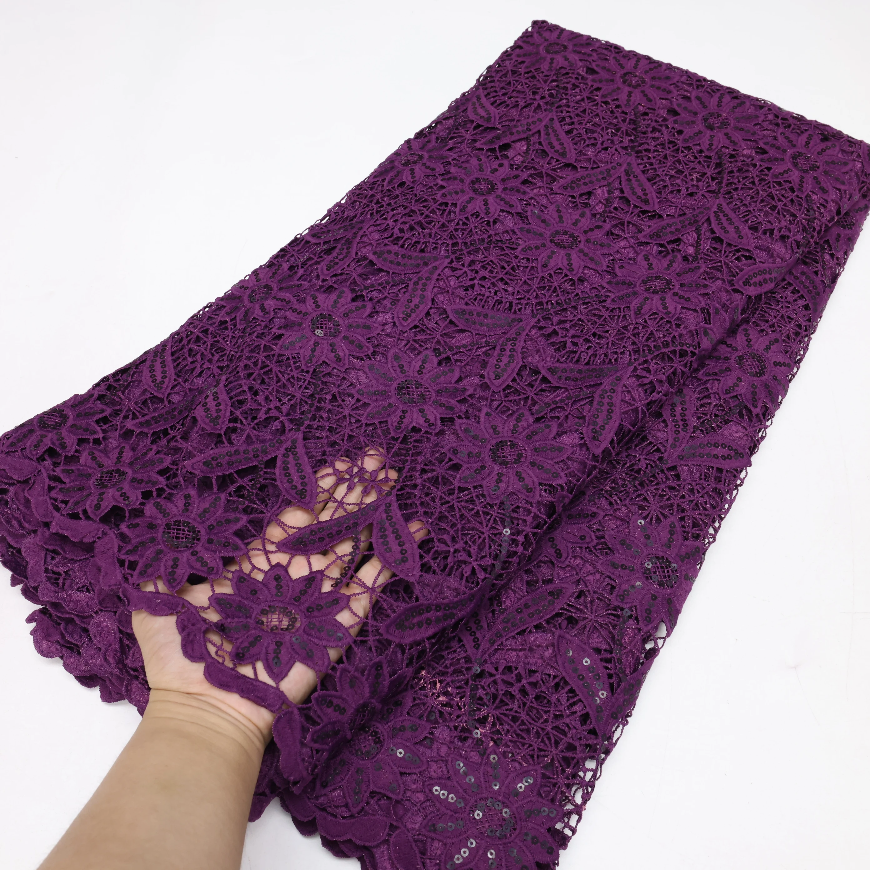 Nigerian Guipure Cord Lace Fabric Milk Silk Lace Fabric African Lace Fabric 2024 High Quality New Dress for Women Wedding Party