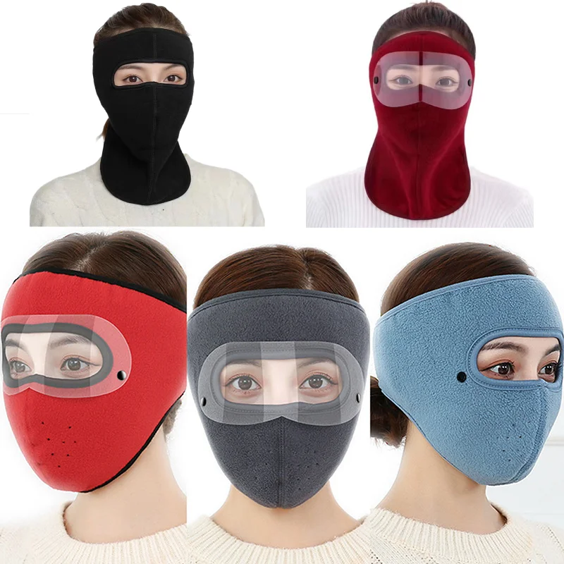 Máscara facial antipolvo a prueba de viento, sombrero, máscaras transpirables, protección ocular HD, gafas antiniebla, cubierta con capucha, gorro cálido para invierno, ciclismo y esquí