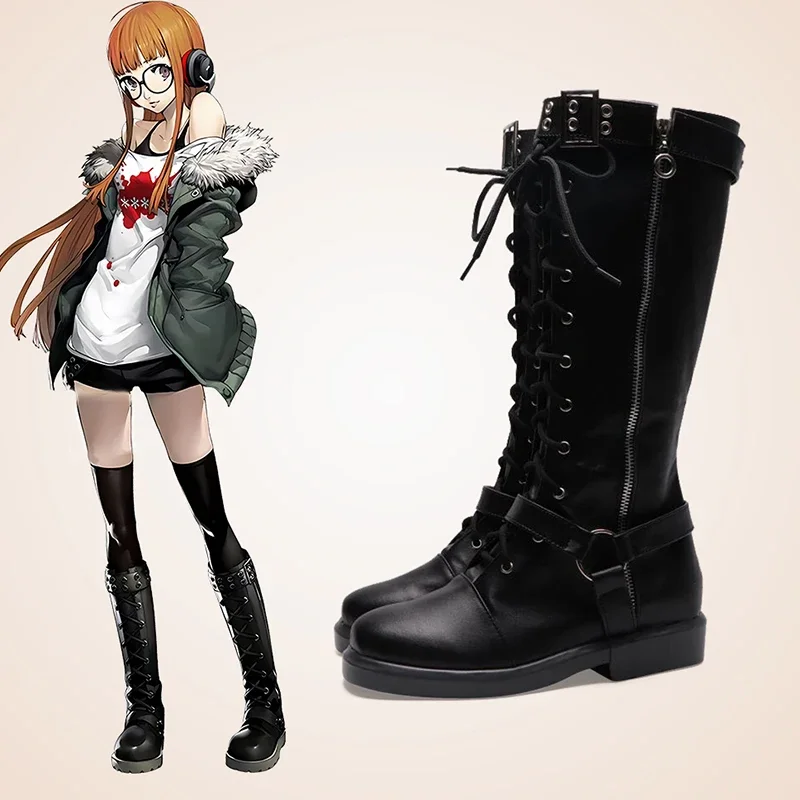 

Anime Game Cosplay Boots Persona 5 Futaba Sakura Shoes Halloween Aksesori Dibuat Sesuai Pesanan
