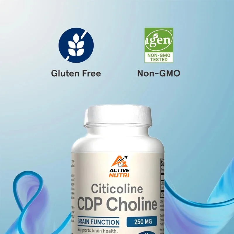 CDP Choline Capsules, 250mg Dietary Supplements for Memory and Brain Health, 60 Vegetarian Capsules Non GMO, Gluten Free