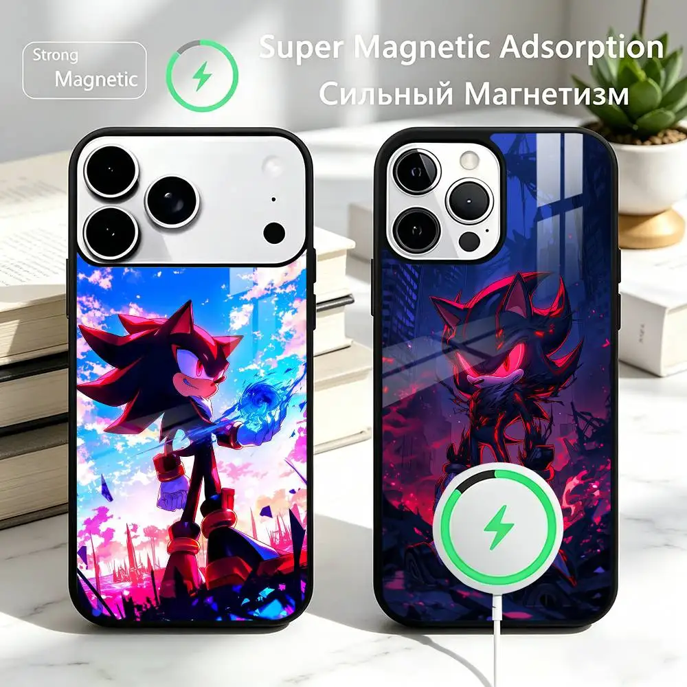 

S-Sonic&K-Knuckles Game Shadow the Hedgehog Phone Case For iPhone17,16,15,14,13,12,11 Plus,Pro Allows magnetic wireless charging