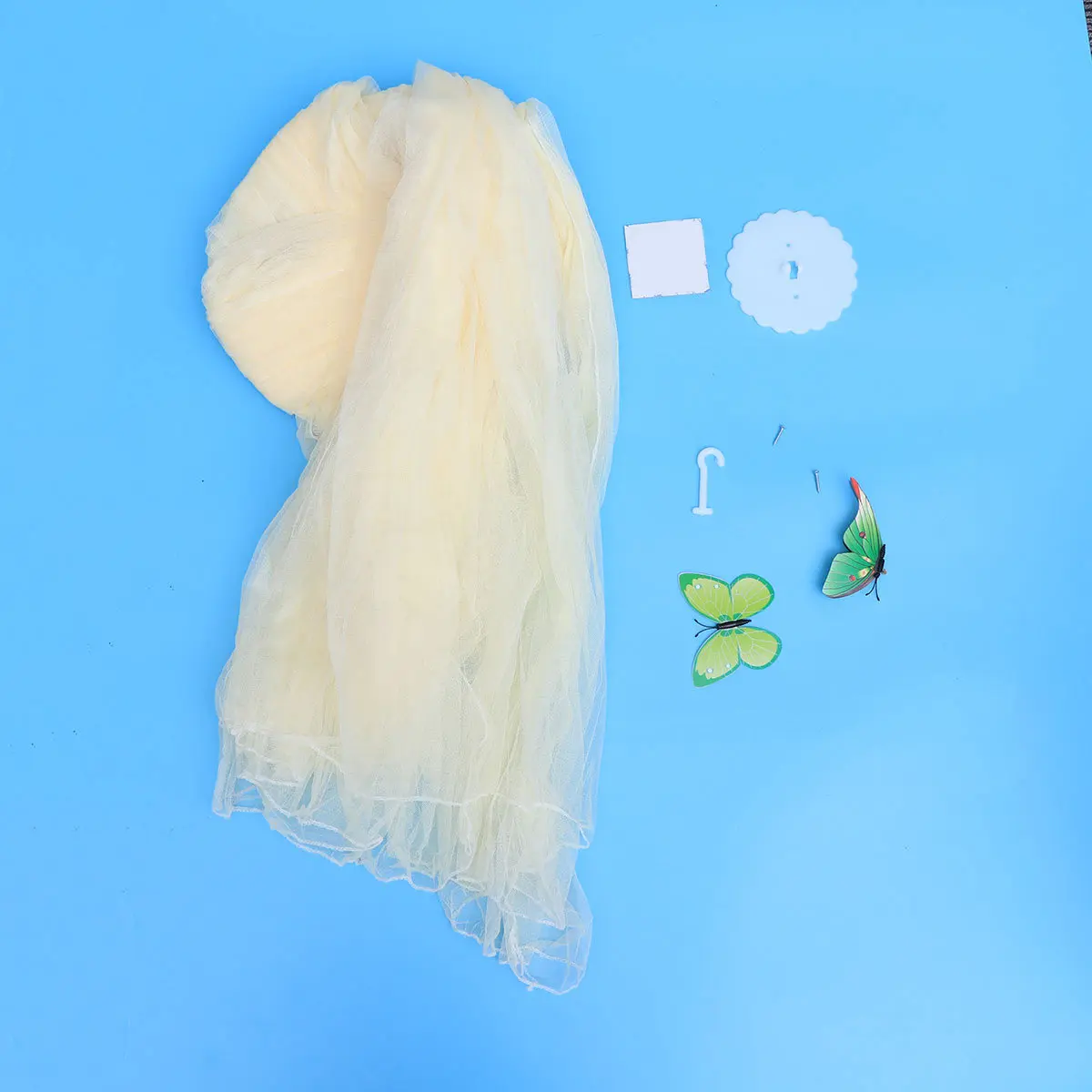 

Round Mosquito Net Canopy Dome Baby Bed Curtain Yellow Lightweight Soft Polyester Crib Netting for Playpen Bassinet Protection