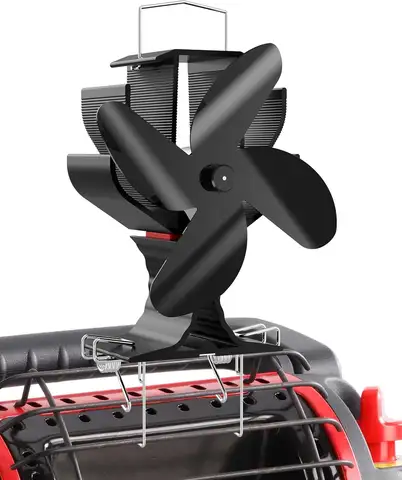 Heat-Powered Wood Stove Fan with Hook for Propane Gas Heater, Fireplace & Camping