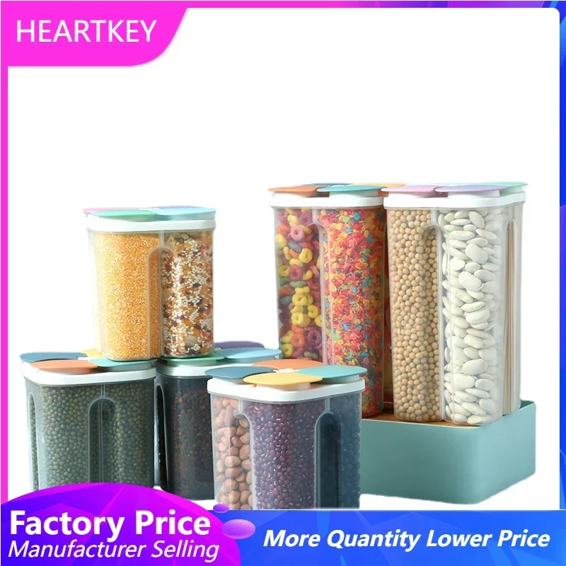 

Kitchen Storage Box 2Pcs Food Crisper Compartments Grain Noodle Transparent Keep Fresh Waterproof Container Plastic Sealed Jar