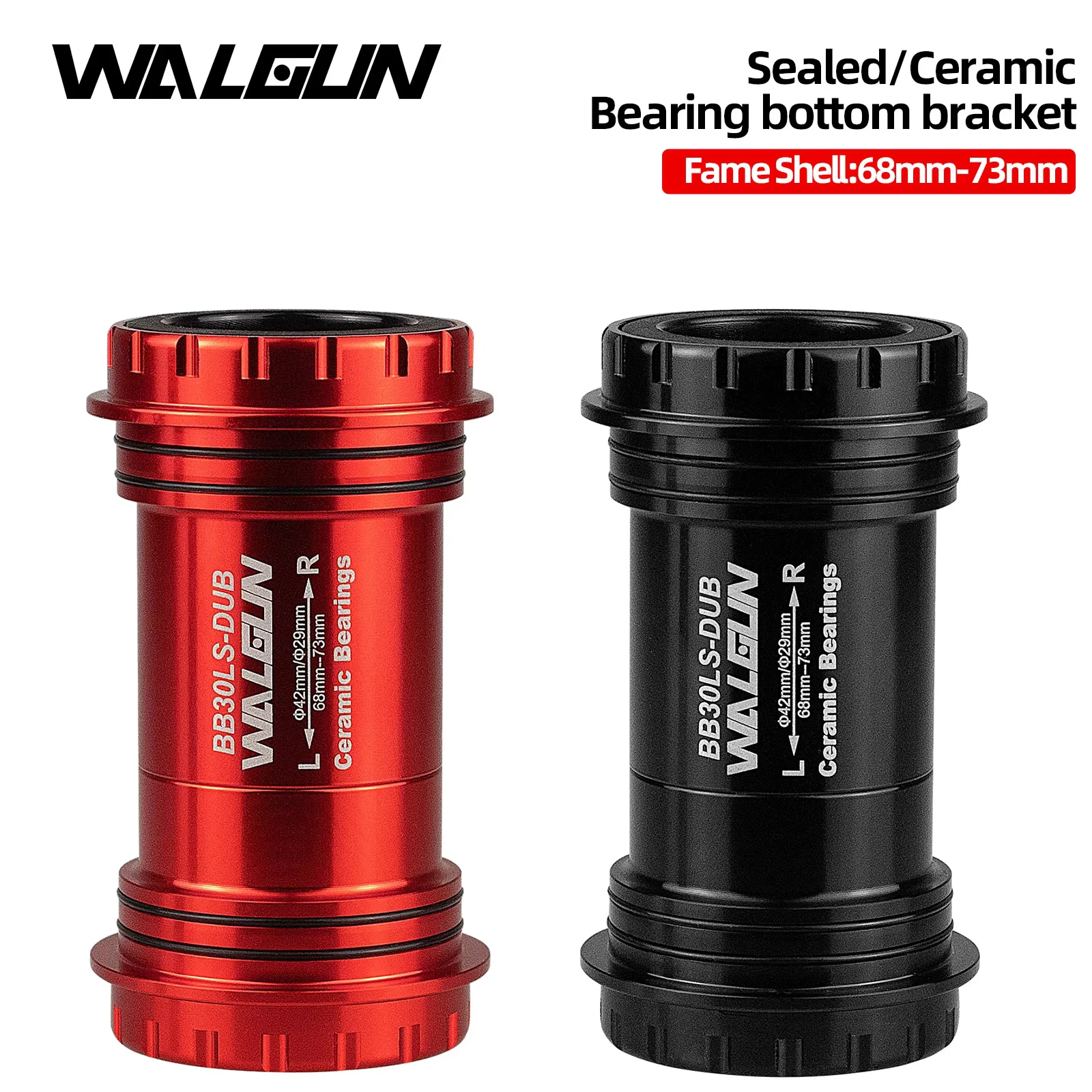Walgun MTB Bottom Bracket Ceramic Bearing BB30/24/BB30DUB on Lock Shaft Press Fit 42mm For Shimano/SRAM GXP/SRAM-DUB Cranksets