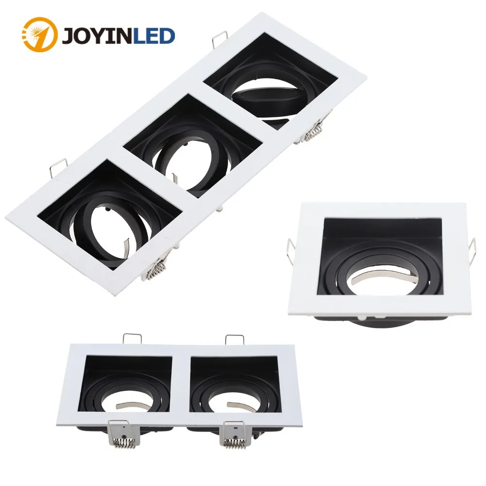 JOYINLED Modern Square Recessed Downlight Mounting Frame Adjustable Spotlight Housing for GU10 MR16 Bulbs Home Ceiling Lighting