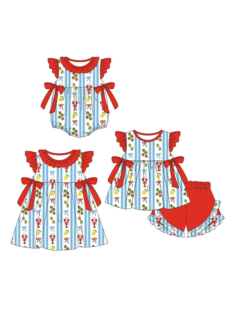 

Бутик детской одежды на День святого Валентина для девочек, одежда с леопардовым принтом и лимоном, клубничным бантом, комплекты с леопардовым принтом для малышей