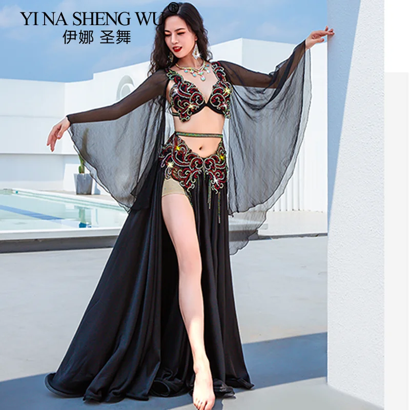 Women Belly Dance Professional Costume for Women Exotic Dancewear Rhinestone Bra+Yarn Skirt Oriental Dance Belly Dance Clothing