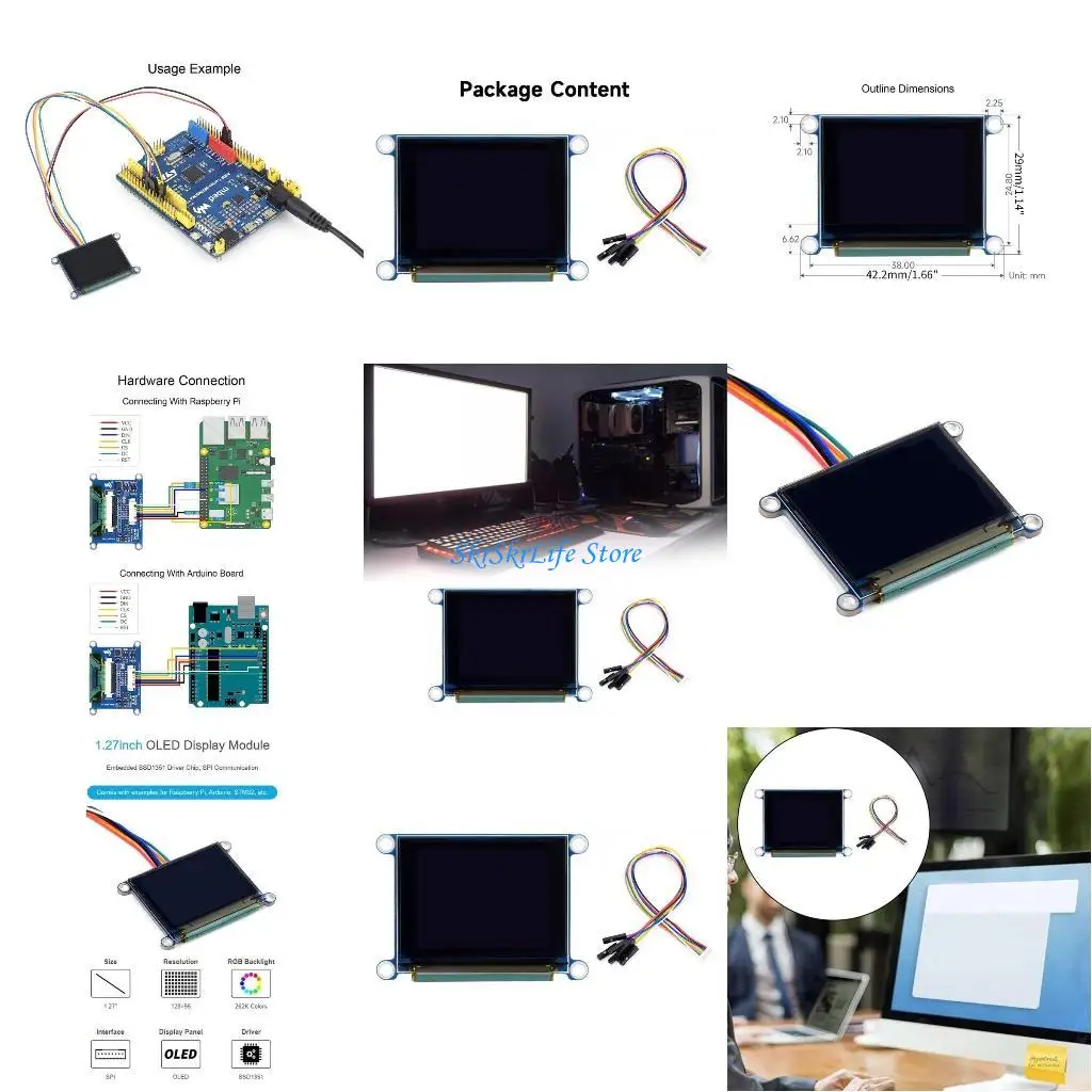 

E65E 1.27Inch OLED Display Modules with SSD1351 Driver SPI Communication Bright Color