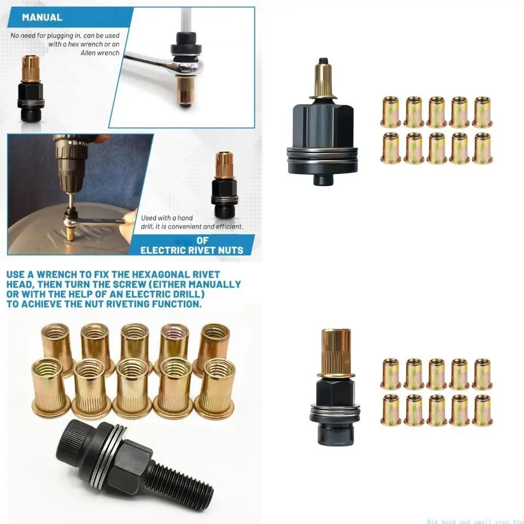 581C Furniture Assembly Insert Accessory, Threaded Head and 10 Inserts for Manual Tool Changeover, Cabinet, and Fabrication Work