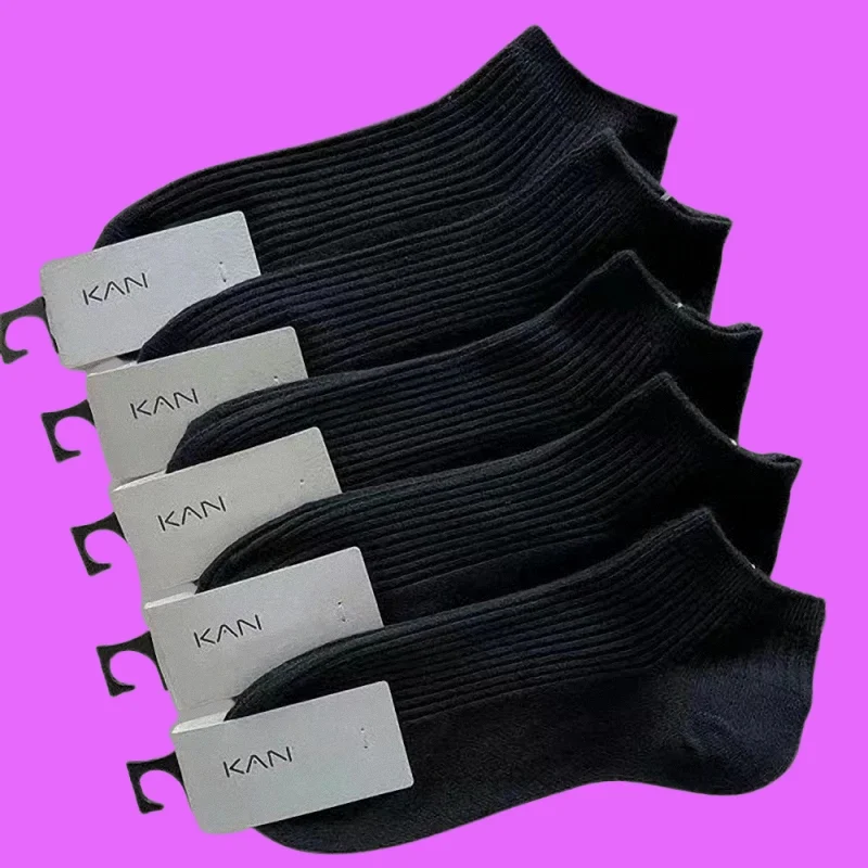 5 Pairs 2024 New Cotton Socks Ankle Socks Women 100% Cotton Invisible Sweat-absorbing Girls Low Tube Boat Socks 36-42