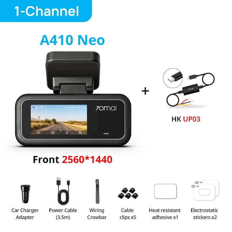 【New】70mai Dash Cam A410 Neo 2.5K HDR+1080P Supercapacitor F1.6 Aperture GPS 24H Parking Max 256GB Car DVR 70mai A410 Neo, image 8