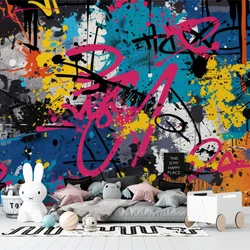 Custom size mural brick wall graffiti mural work restaurant bar KTV background wall decoration painting color spray 3d wallpaper