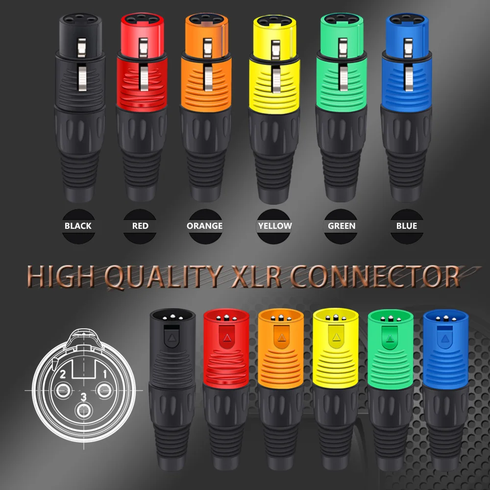 1pc New Arrival Colorfull 3PIN XLR Wire Connector Male/Female Plug Plastic Shell Microphone Speaker XLR Jack 6 Colors