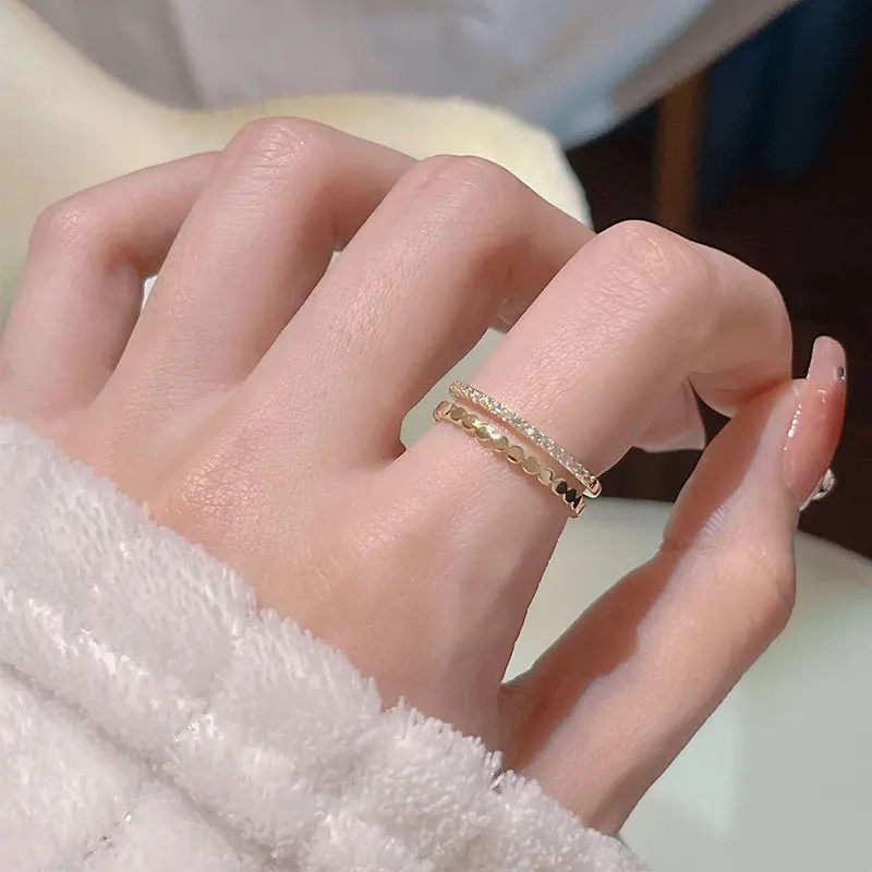 

Double Layered Open Ring for Women's Fashion, Light Luxury Temperament, Ins Style, Personality, and Color Retention Ring