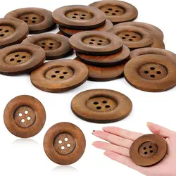 10 Pcs Large Size Wood Buttons 2.36 Inch Round Sewing Button 4 Holes Large Buttons for Crafts Sewing  DIY Clothing Bag Decor