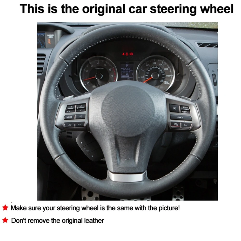 Black Suede Leather Car Steering Wheel Cover For Subaru Forester 2013 2014 - 2016 Legacy 2012-2014 Outback 2012-2014 XV Impreza