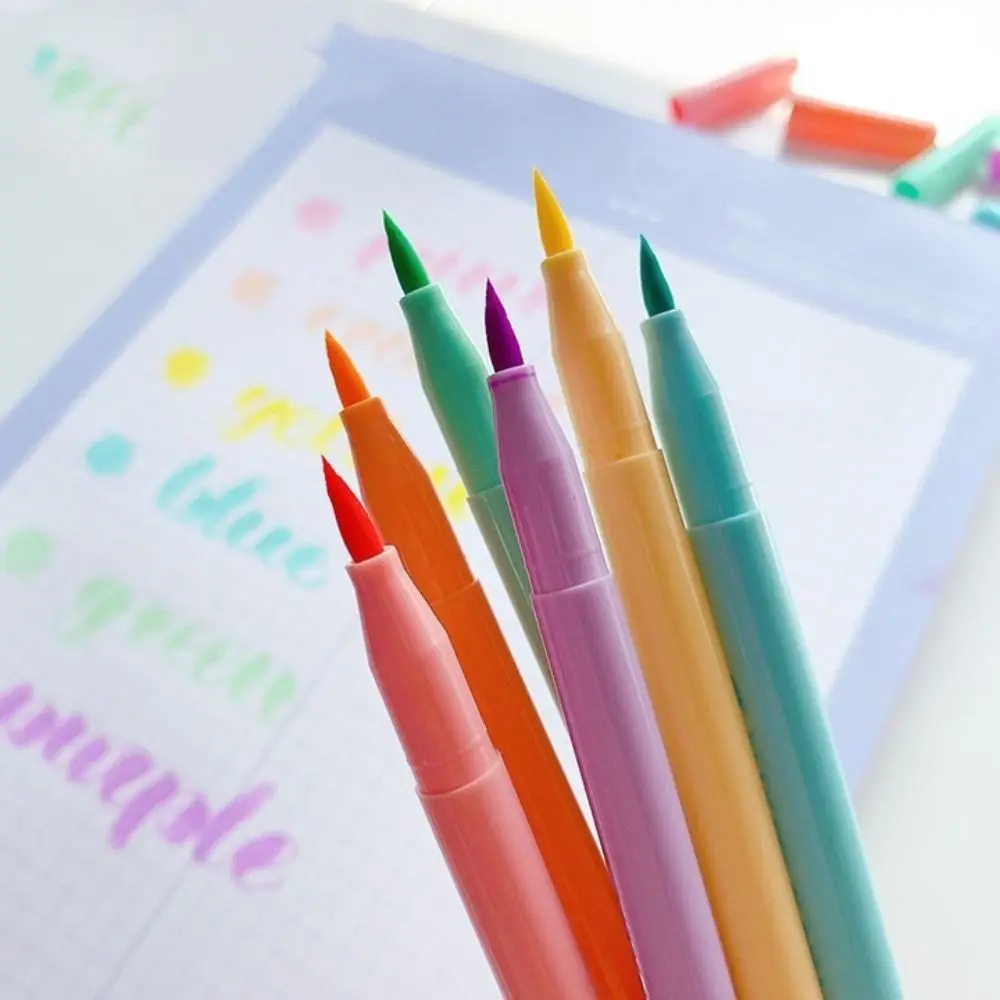 6 pezzi/set set di evidenziatori con punta morbida di alta qualità pennarelli multicolori in plastica penna forniture di cancelleria per ufficio pennello