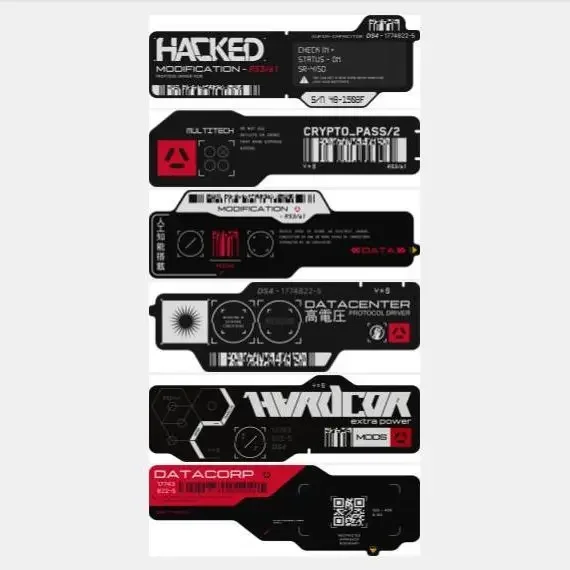 Cyberpunk QR Code Tech Vinyl Sticker Waterproof Decal for Motorcycle Off-Road Car Glass Luggage DIY Personalization