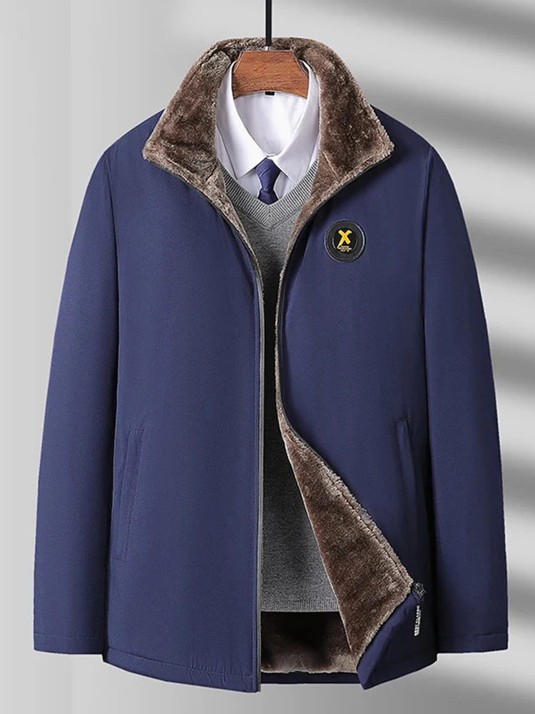 

Новая мужская стеганая хлопковая одежда, модная повседневная однотонная ветрозащитная куртка с длинными рукавами и лацканами, мужская уличная куртка