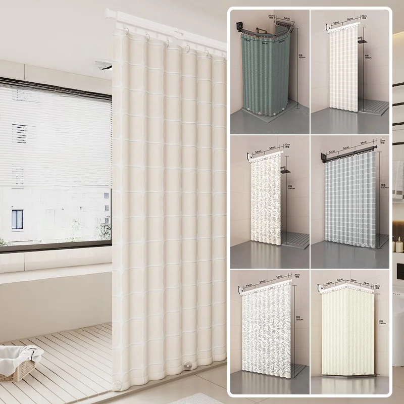 

Душевая шторка на присосках без сверления, невидимая, складная, для ванной комнаты, водонепроницаемая перегородка, разделение сухой и влажной зон