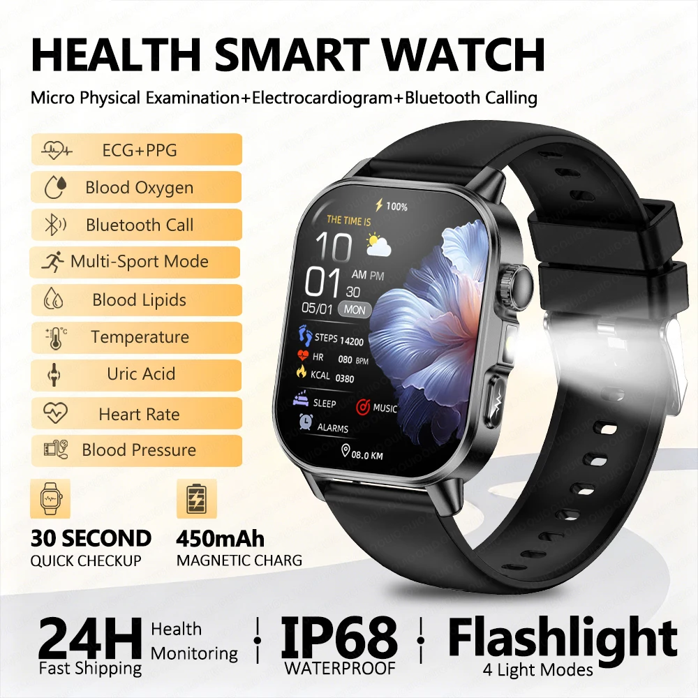 2026 New Nursing Grade Health Analysis SmartWatch ECG+PPG Blood Pressure Lipids Uric Acid Wireless Call Smartwatch For Men Women image 3
