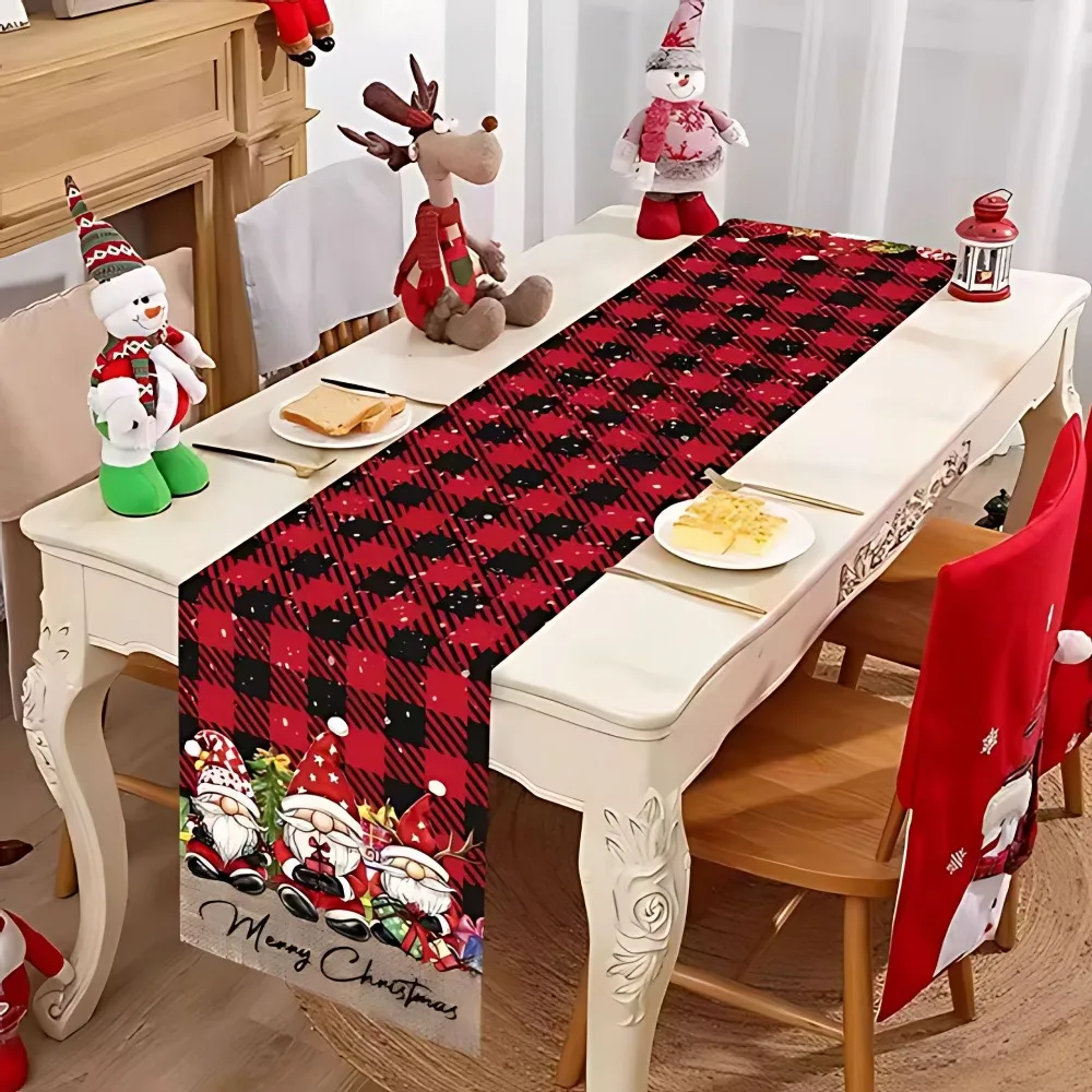 New Santa Claus Christmas Table Runner Snowman New Year Christmas Tablecloth Elk Merry Christmas Decorations Christmas Party
