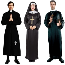 Halloween Men Priest Cosplay Costumes For Women Clothes Carnival  Nun Long Robes Religious Catholic Church Clothing Missionary