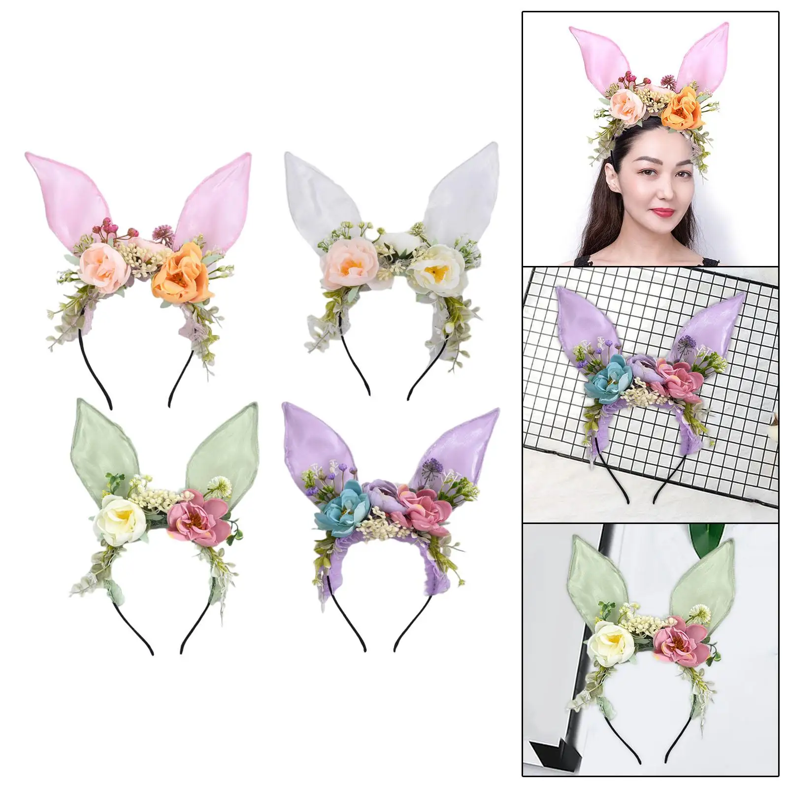 Bunny Ears Headband Headdress for Party Performance Wedding Carnival