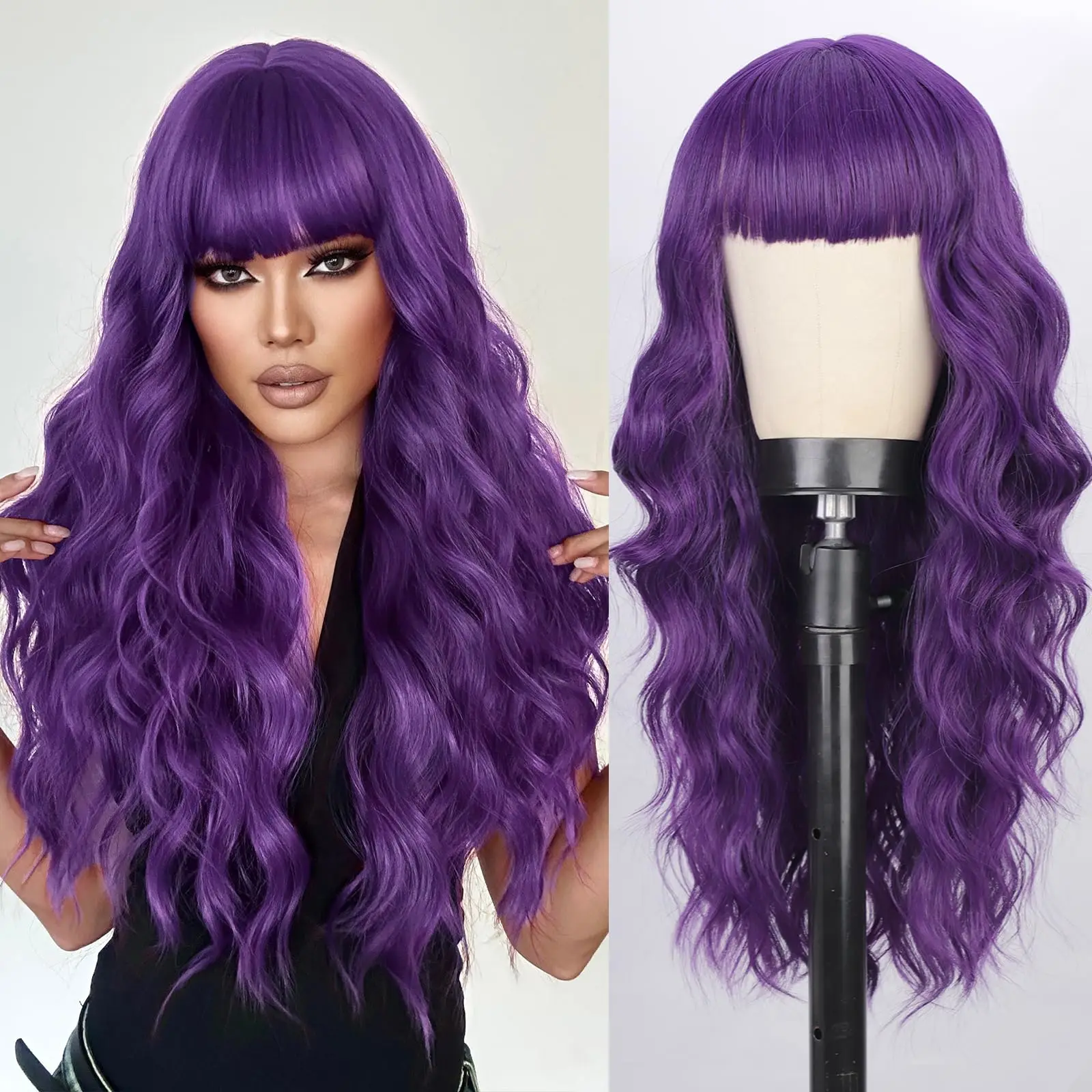 White Long Curly Synthetic Wig for Cosplay