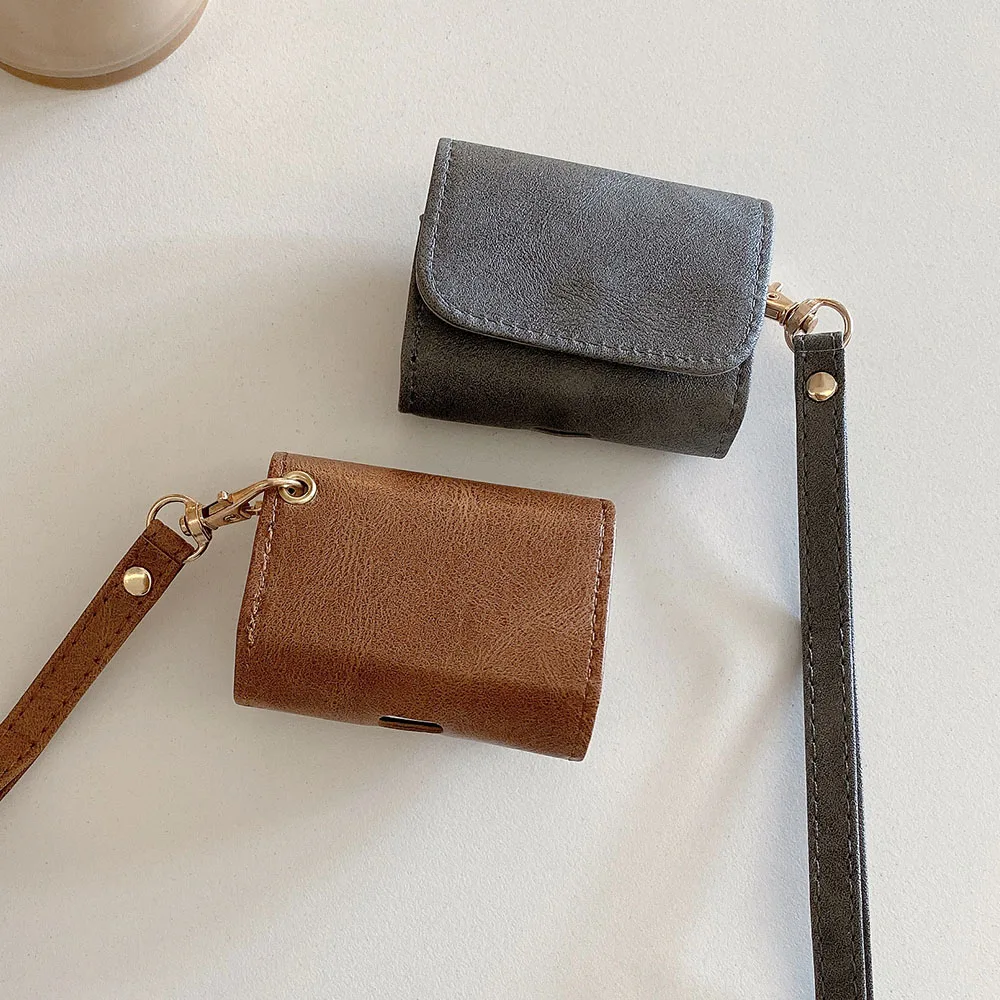 Borsa per auricolari Business di lusso per custodia AirPods 4 custodia protettiva portatile in pelle opaca tinta unita per AirPods 1 2 3 Pro 2 2nd