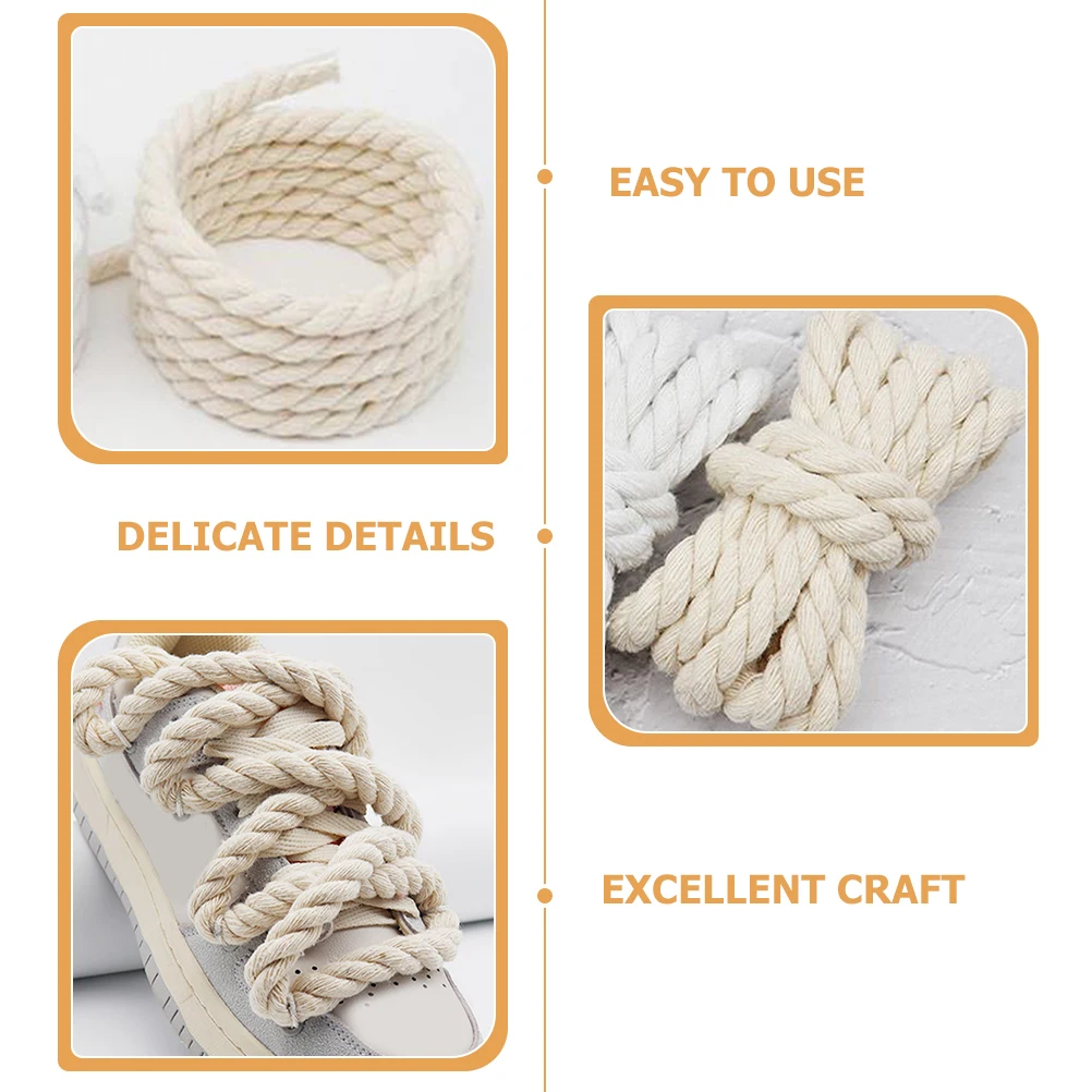 

2pcs Premium Braided Rope Shoelaces 10mm Thick Woven Laces Replacement for Sneakers Sports Shoes Canvas Skates Durable Outdoor