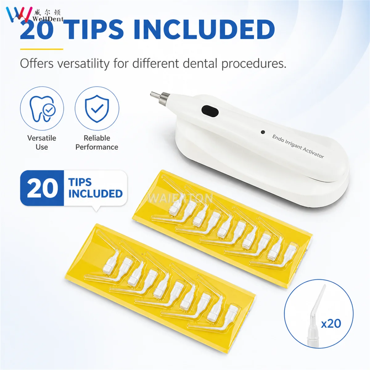 Dental Endo Irrigant Activator Endo Activator for Clinical Root Canal Treatment with 20 Tips