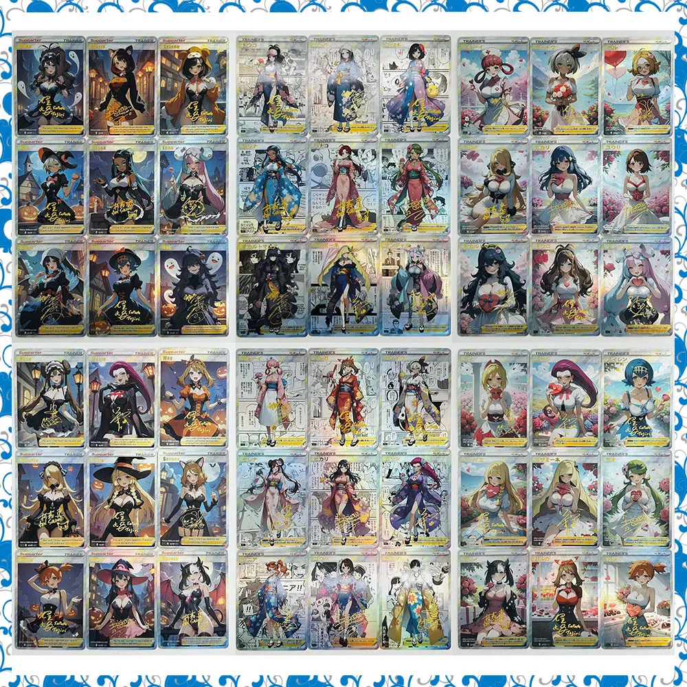 Anime Pokemon DIY ACG Cynthia Lillie Selene Lillie Iono Sexy Premium Collectible Card Boy Games Toys Christmas Birthday Gifts